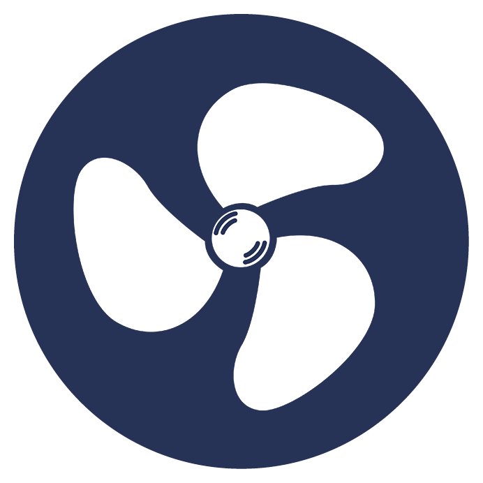 Turbine Icon In einem Runden Blauem Kreis