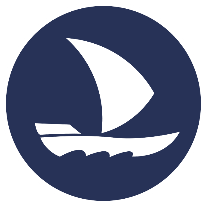Yacht Icon In einem Runden Blauem Kreis